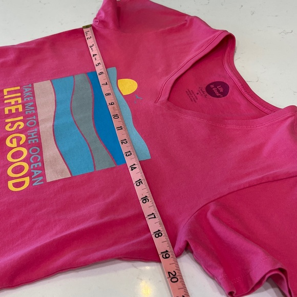 Life Is Good Crusher Tee V-Neck “Take Me to the Ocean” Pink Classic Fit Medium - Picture 8 of 9